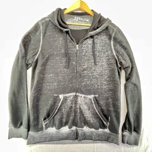 Helix Men's Distressed Lightweight Black Full Zip Hoodie